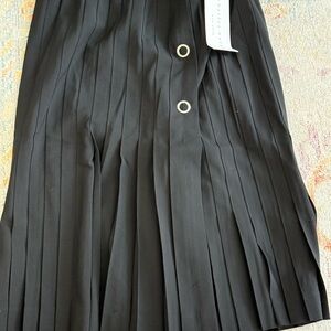 Chic Black A-Line Skirt with Button Detail